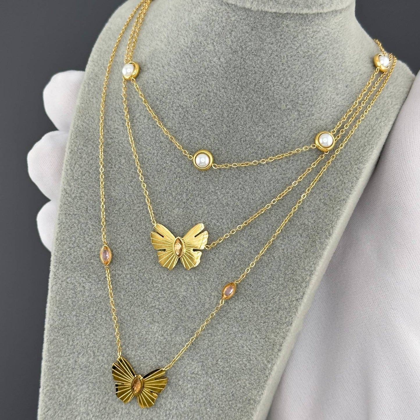 Necklace, 18K Gold Plated Steel