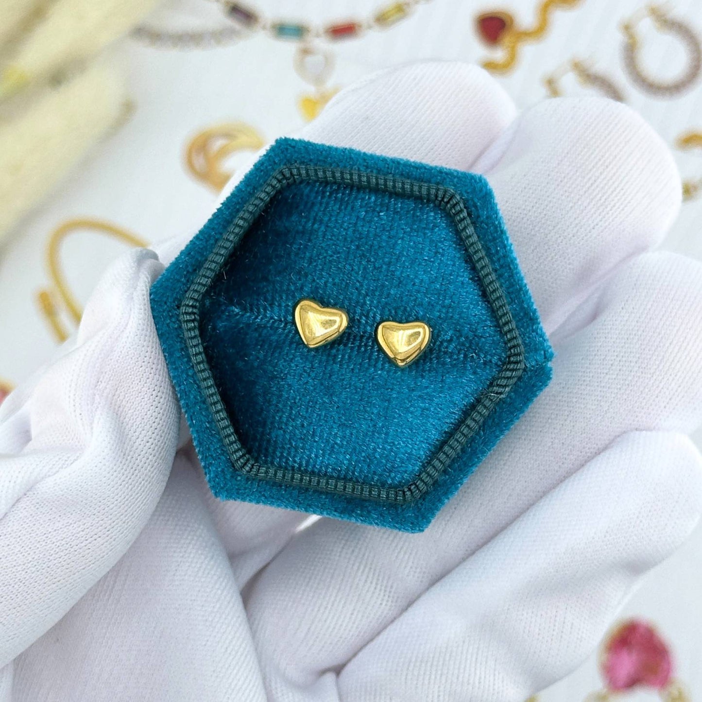 Hearts Earrings, 18K Gold Plated Steel