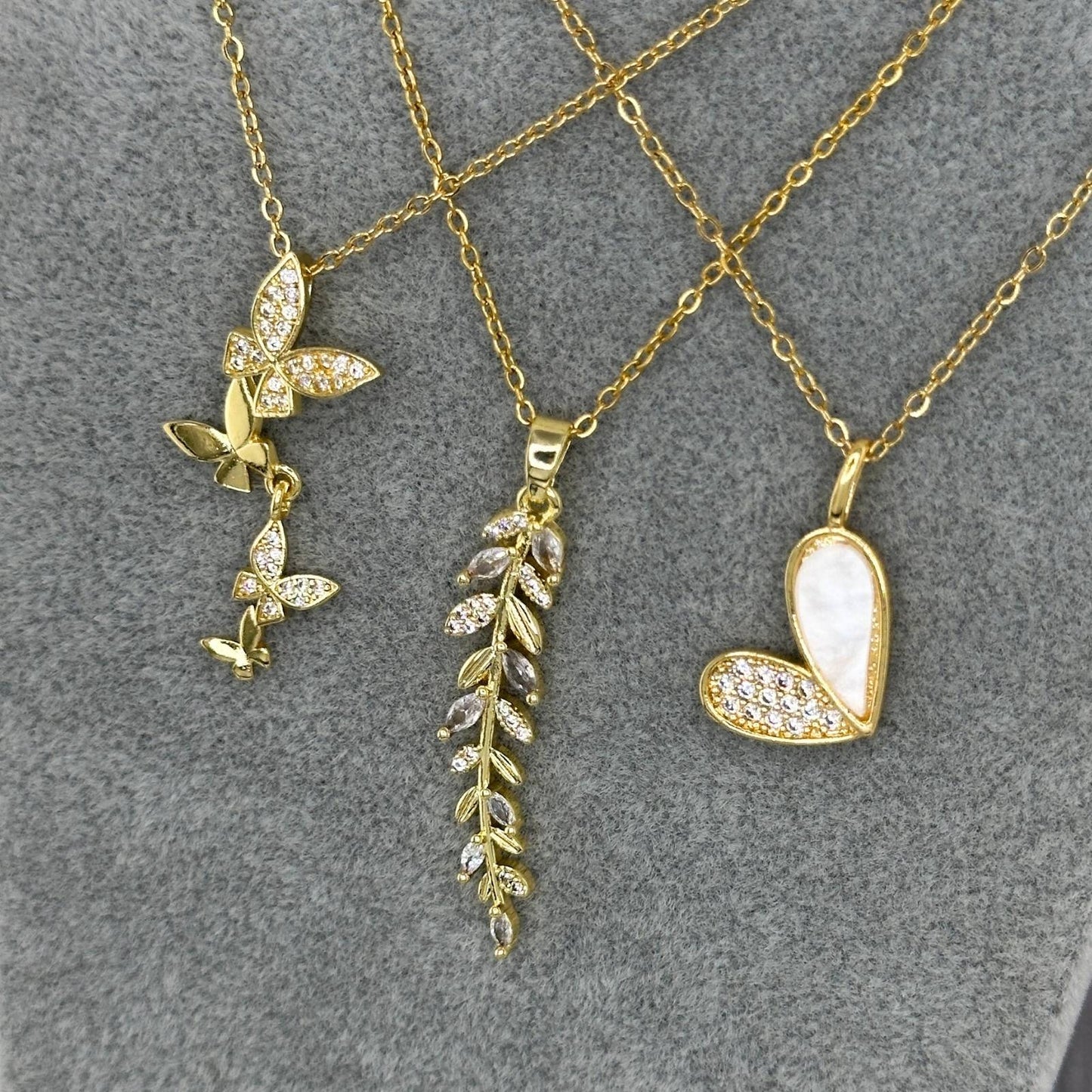 Leaves Necklace, 18K Gold Plated Steel