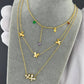 Butterflies Necklace, 18K Gold Plated Steel