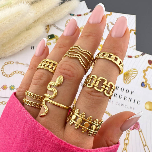 Snake Ring, 18K Gold Plated Steel