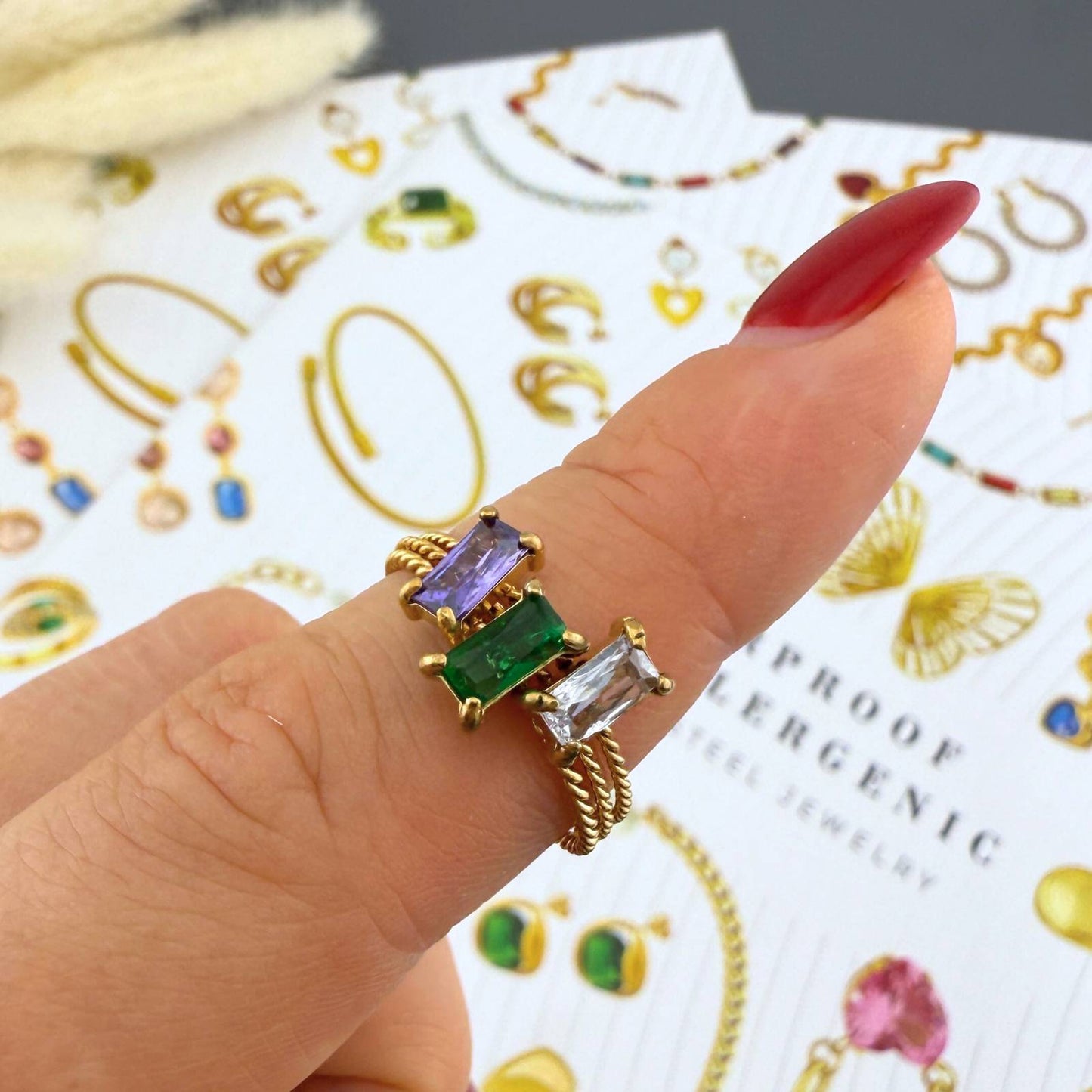 Ring, 18K Gold Plated Steel