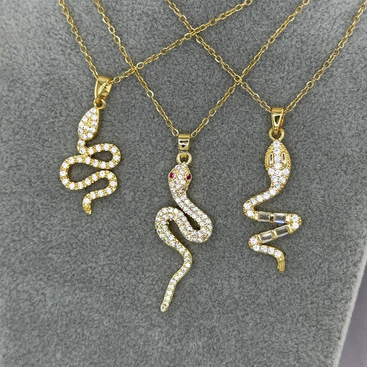Snake Necklace, 18K Gold Plated Steel
