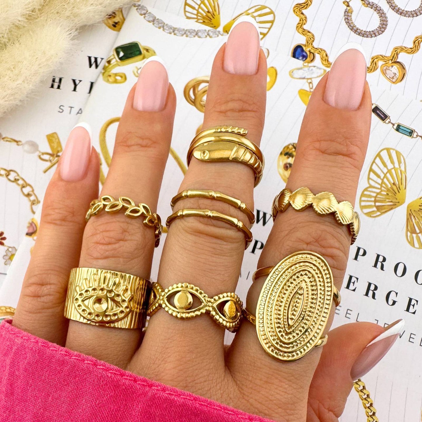 Ring, 18K Gold Plated Steel