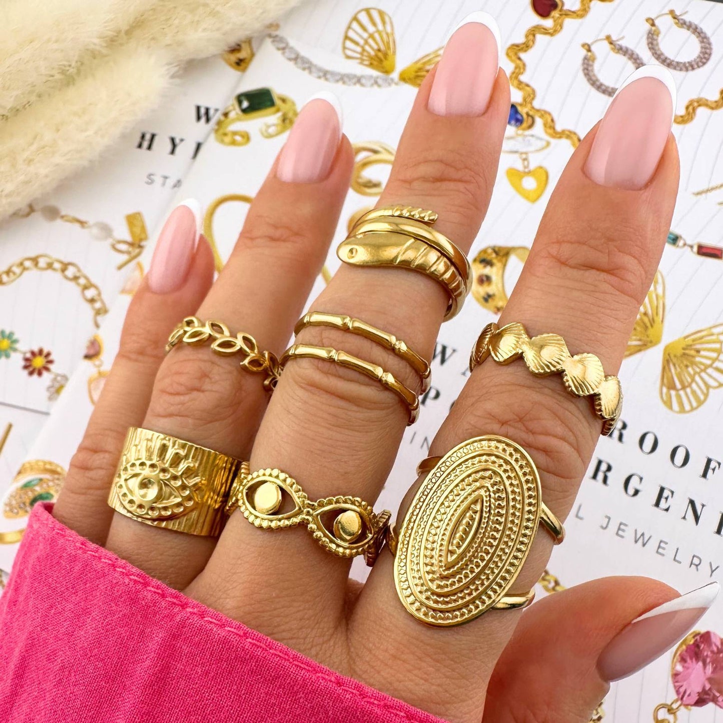 Ring, 18K Gold Plated Steel