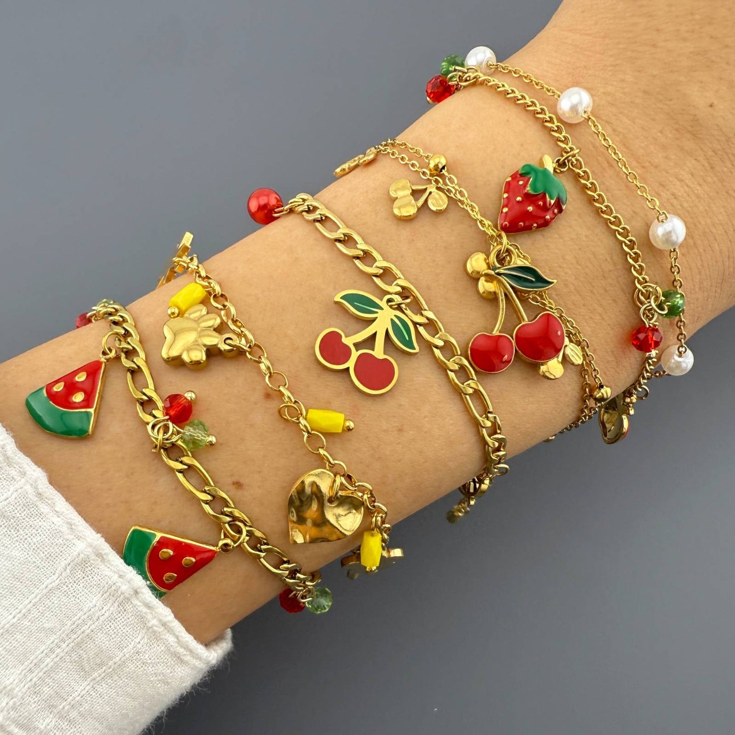 Strawberry Bracelet, 18K Gold Plated Steel