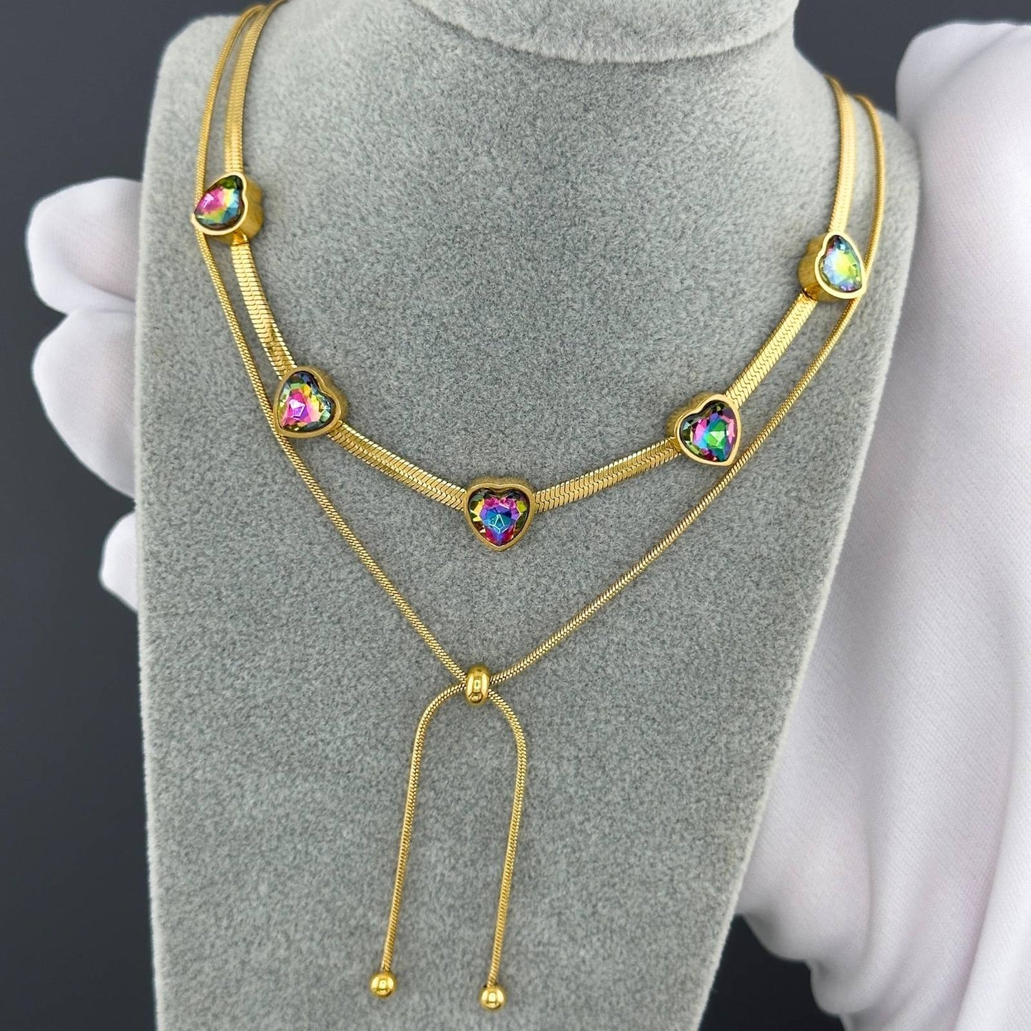 Necklace, 18K Gold Plated Steel