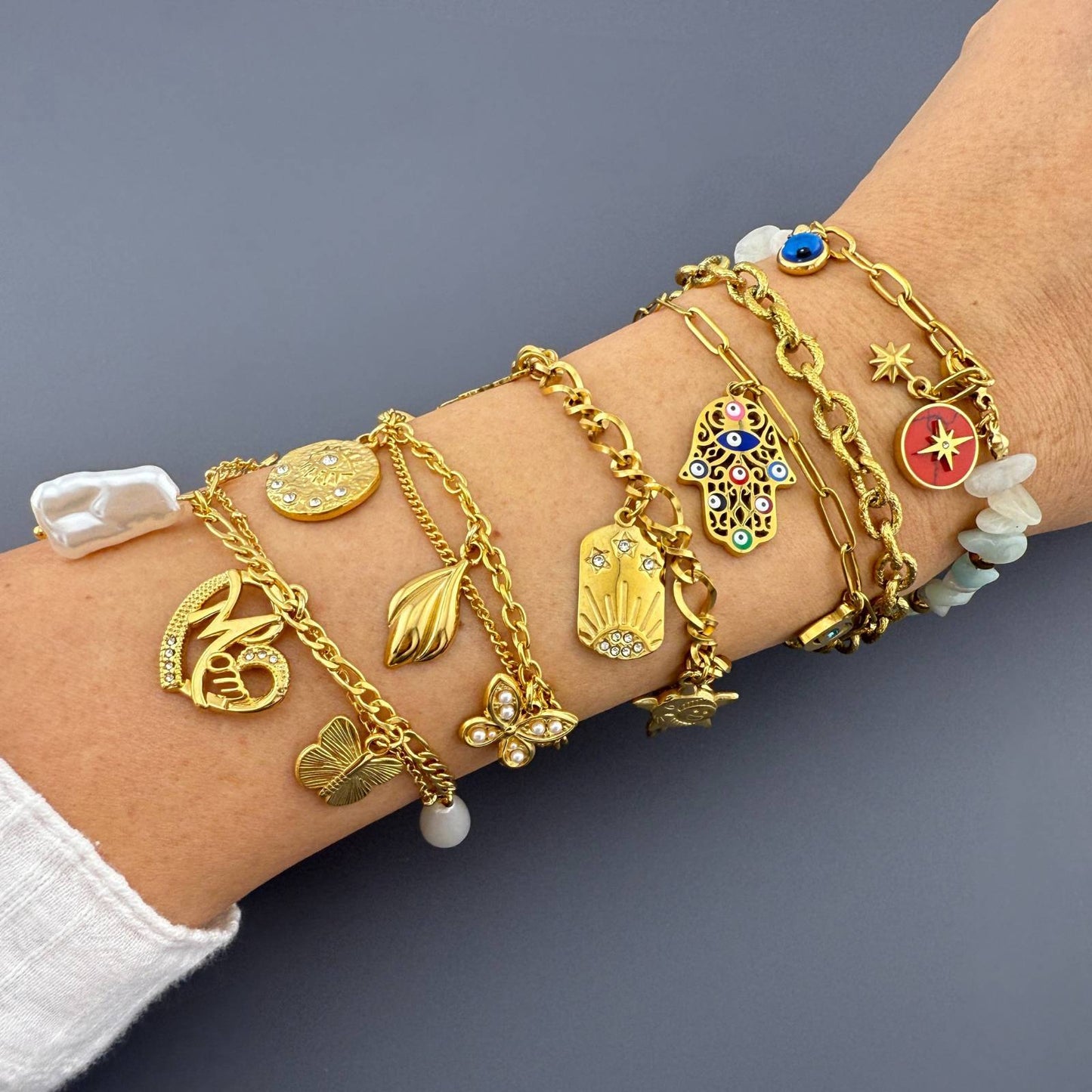 Bracelet, 18K Gold Plated Steel