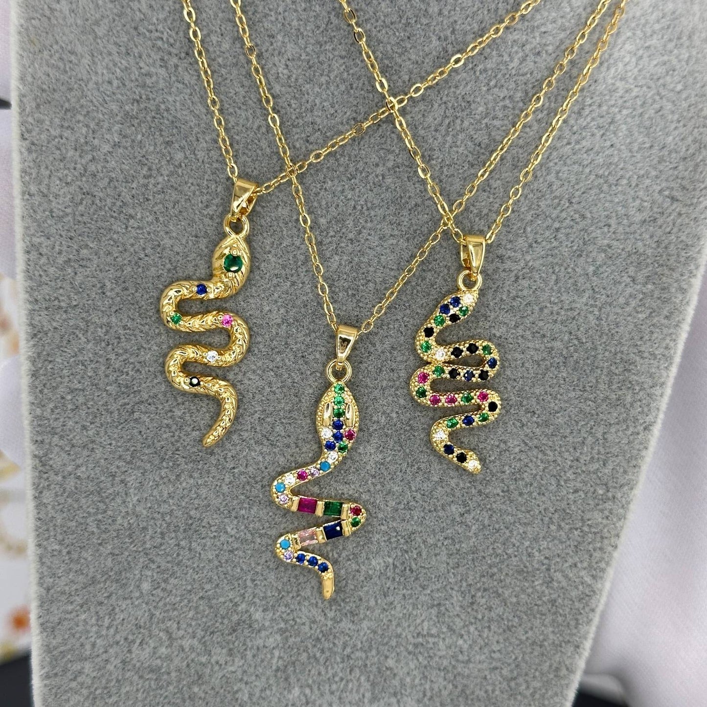 Snake Necklace, 18K Gold Plated Steel