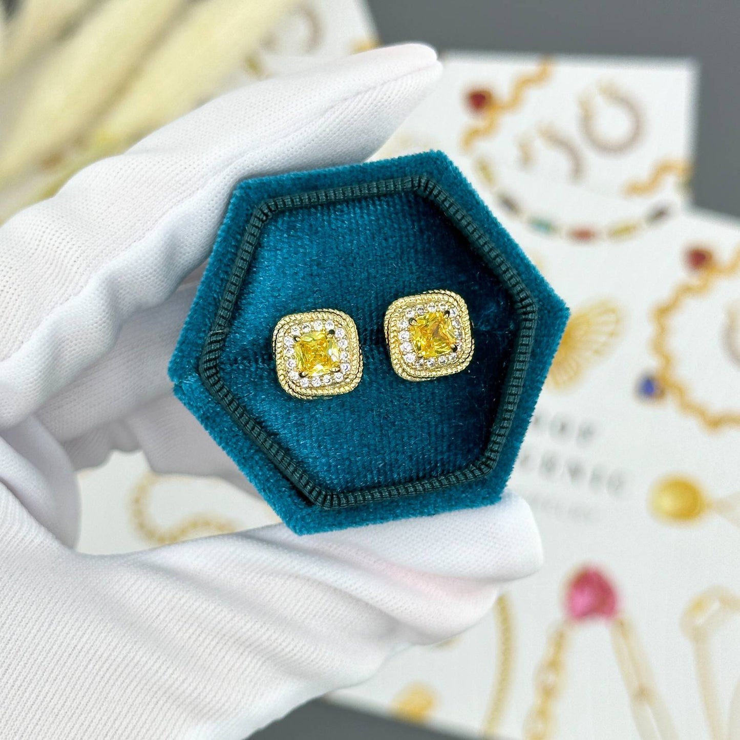 Earrings, 18K Gold Plated Brass