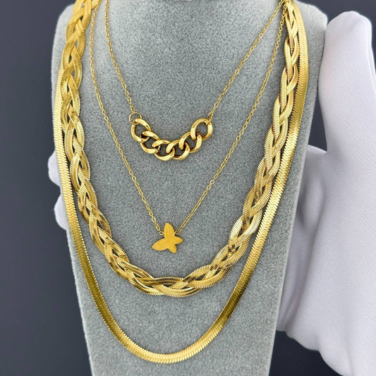 Necklace, 18K Gold Plated Steel