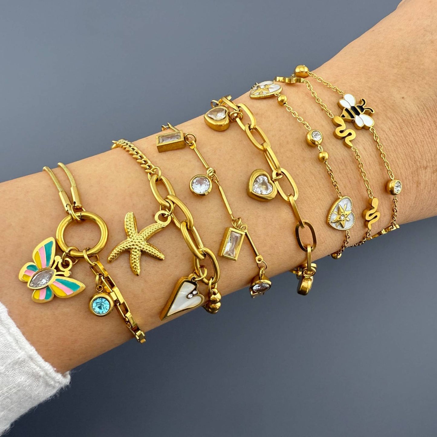 Bees Bracelet, 18K Gold Plated Steel