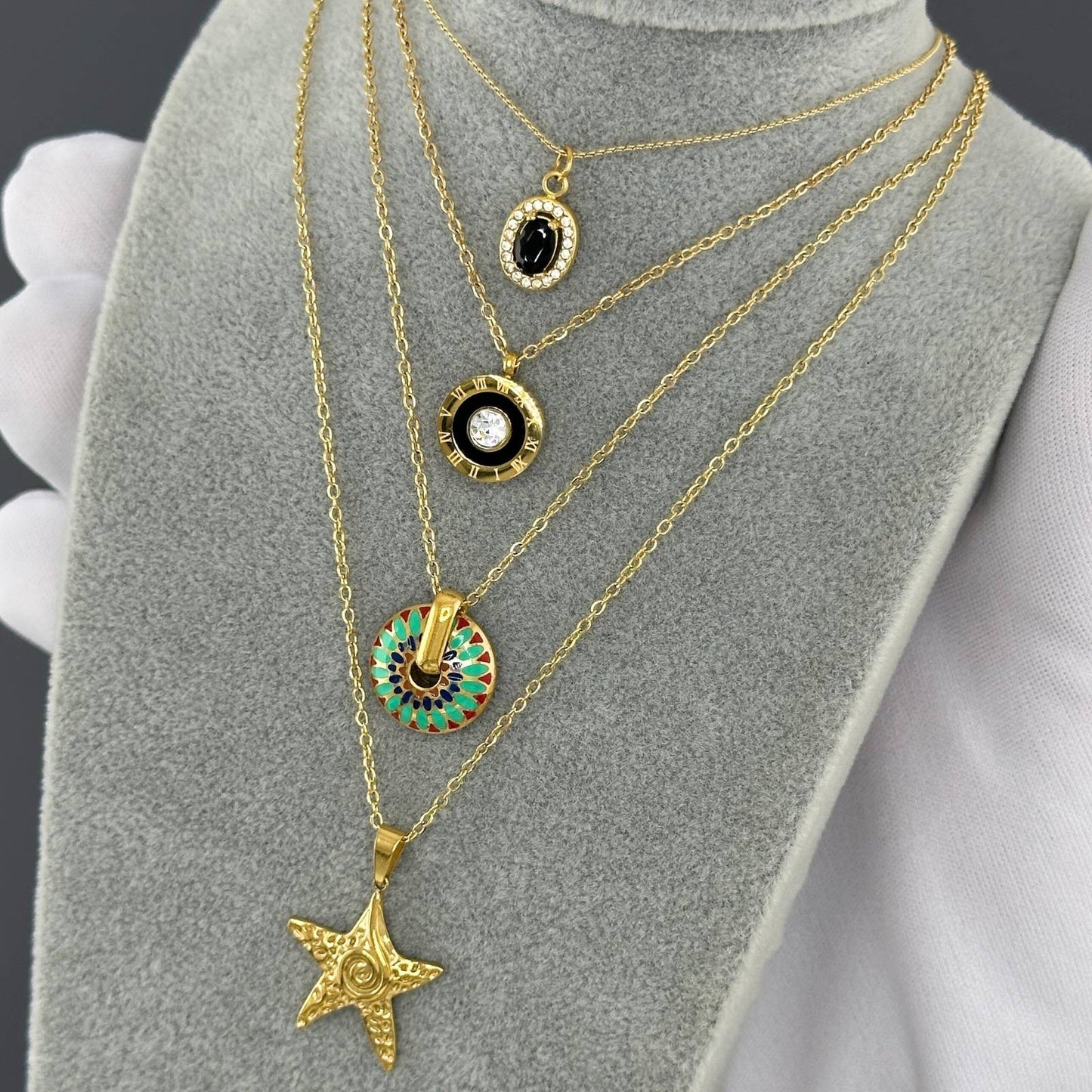 Starfish Necklace, 18K Gold Plated Steel