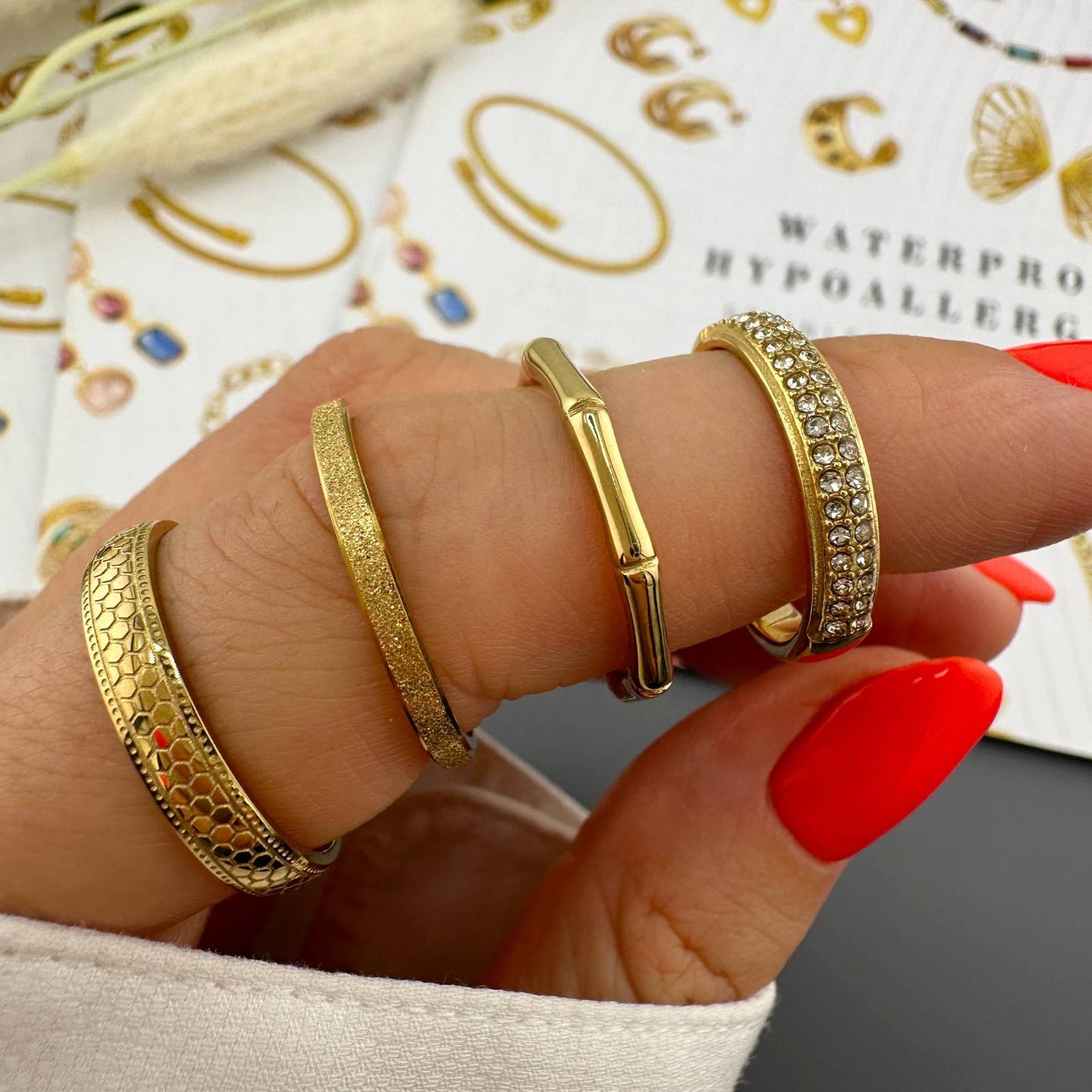 Ring, 18K Gold Plated Steel