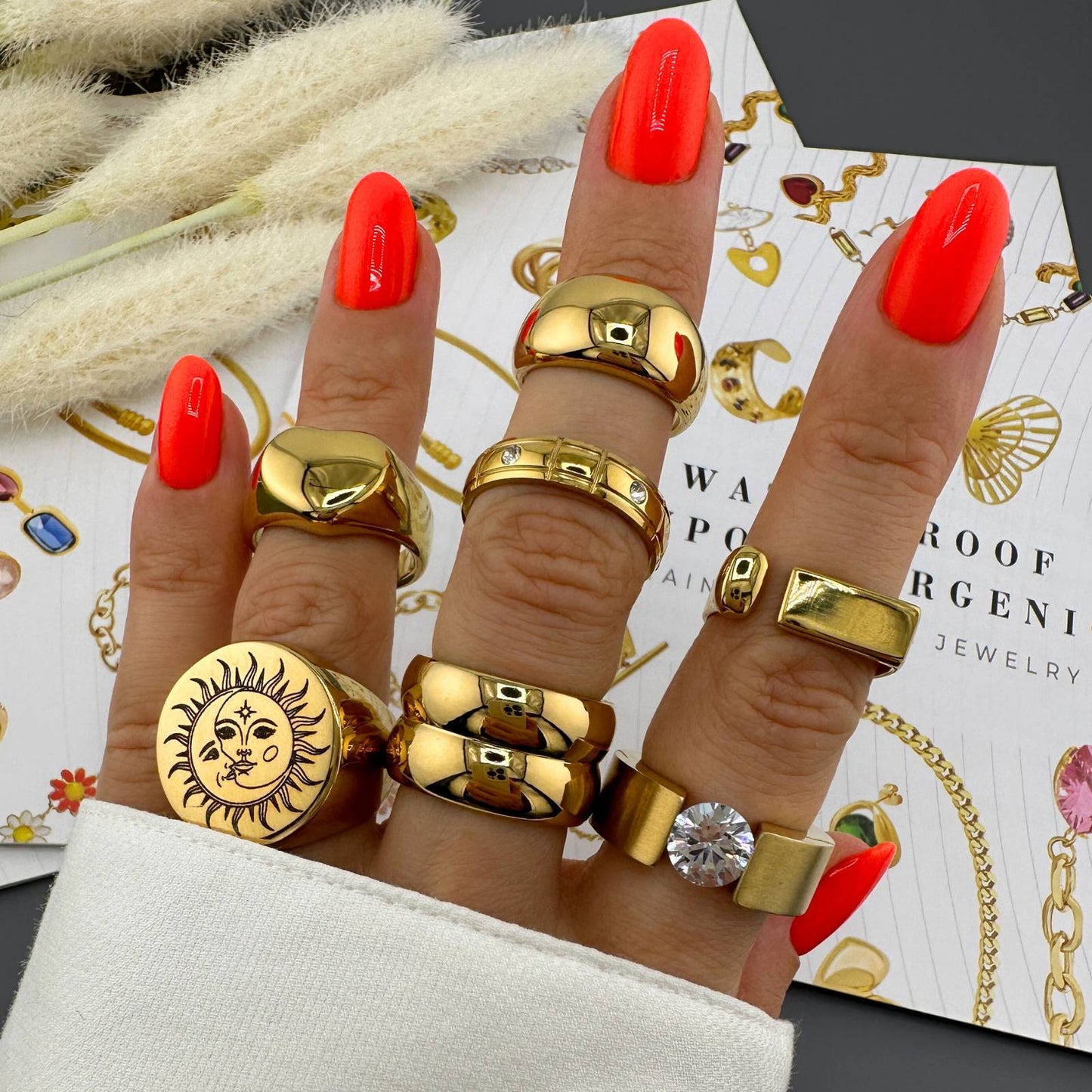 Sun Ring, 18K Gold Plated Steel