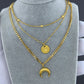 Crescent And Star Necklace, 18K Gold Plated Steel