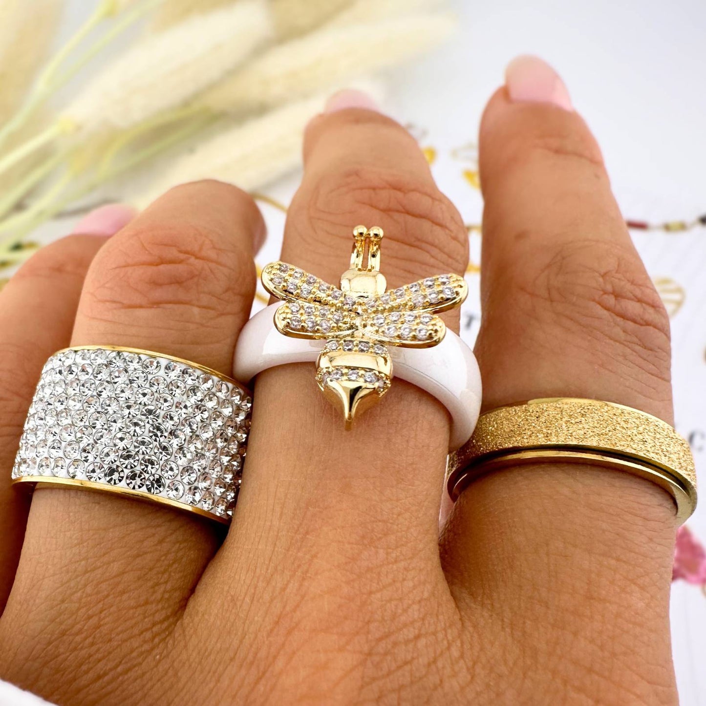 Ring, 18K Gold Plated Steel