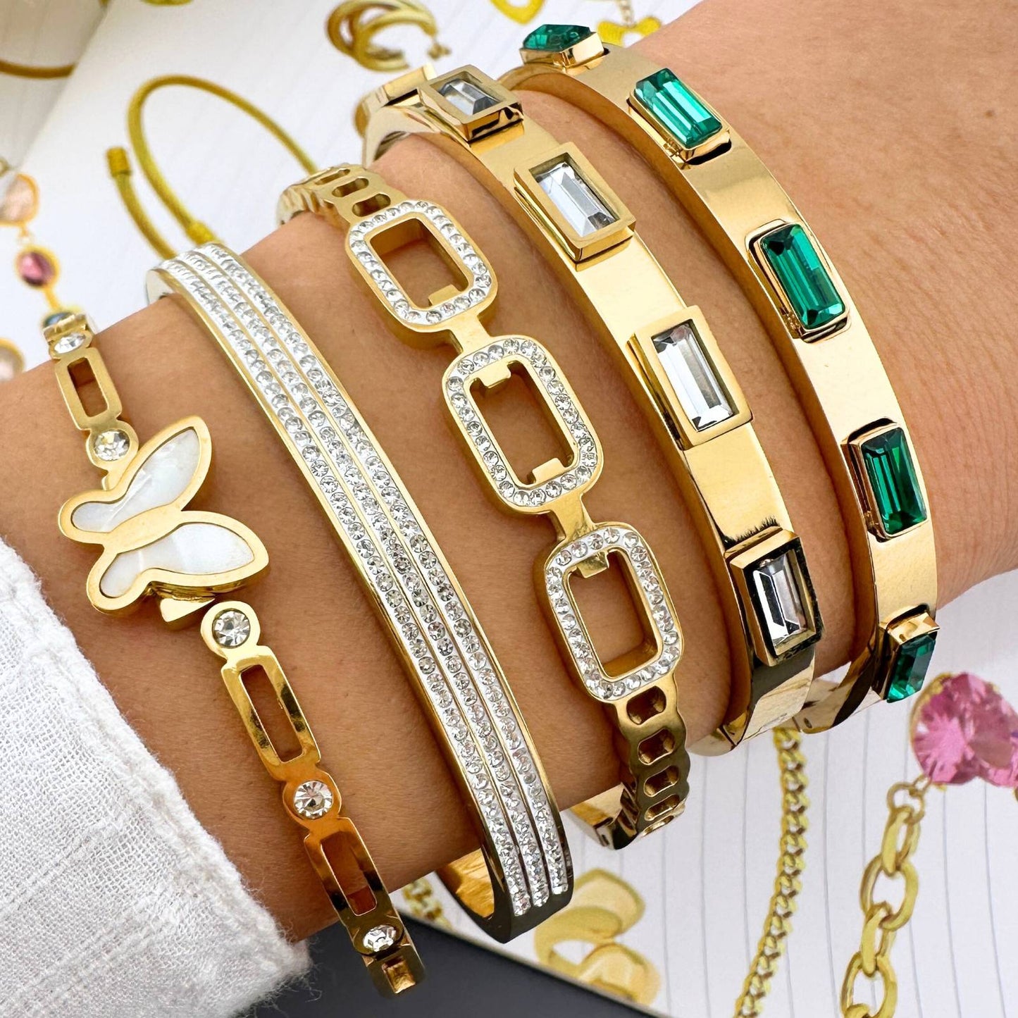 Bracelet, 18K Gold Plated Steel