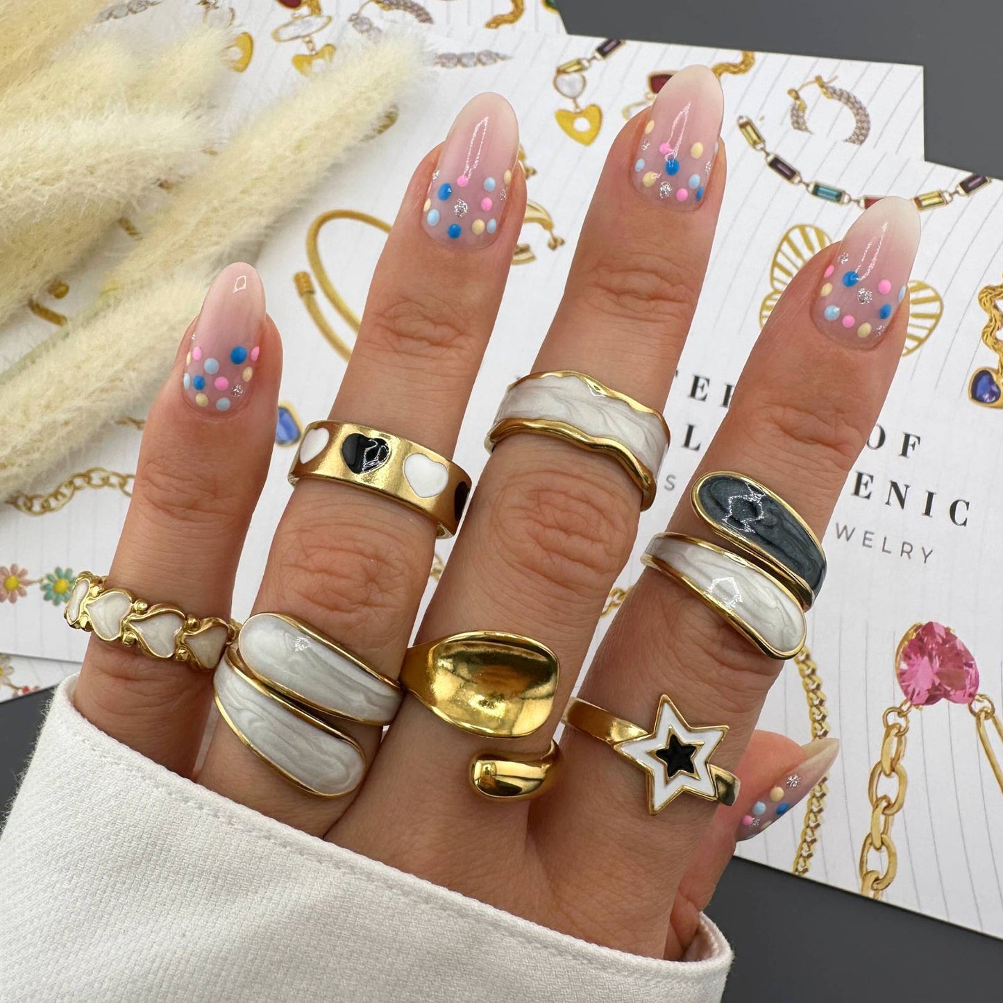 Hearts Ring, 18K Gold Plated Steel