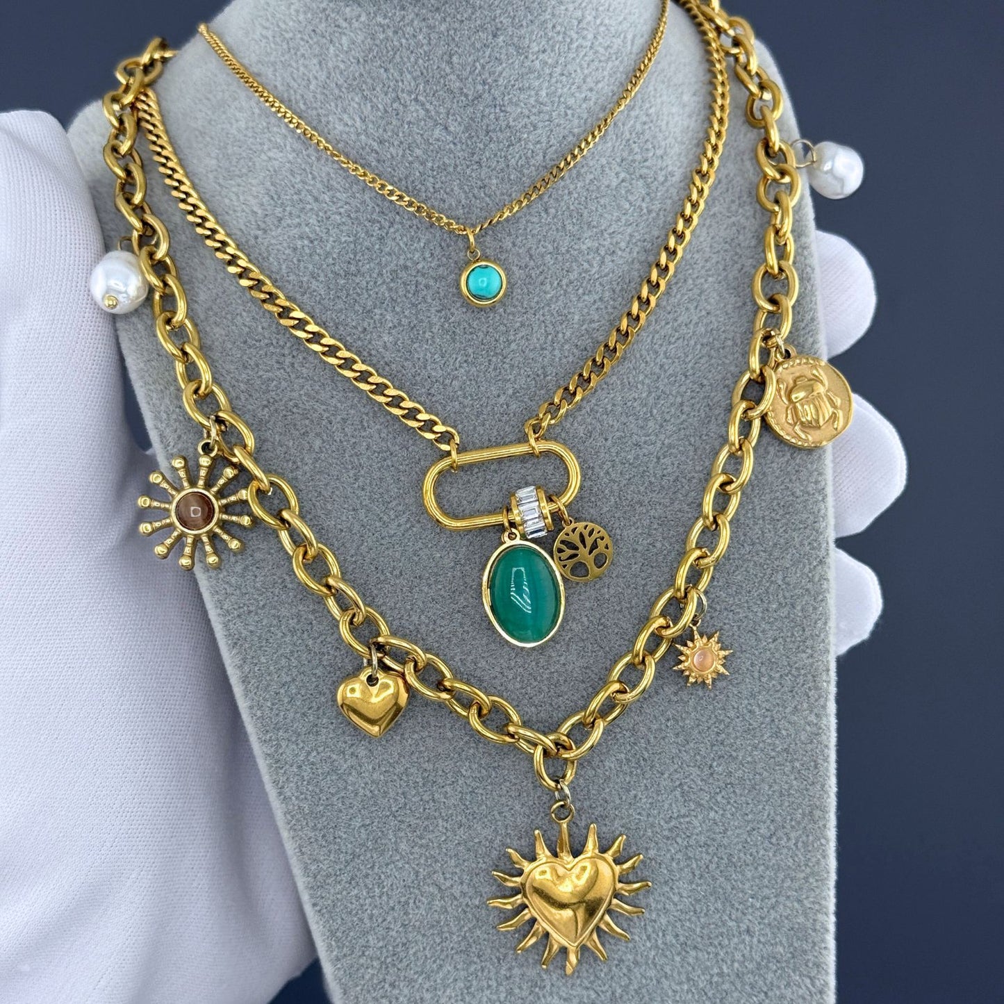 Necklace, 18K Gold Plated Steel