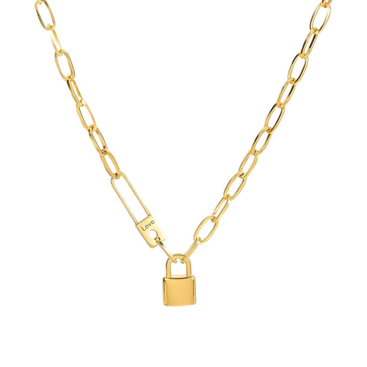 Lock Necklace, 18K Gold Plated Steel