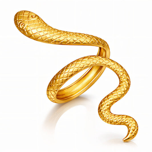 Snake Ring, 18K Gold Plated Steel