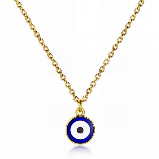 Evil Eye Necklace, 18K Gold Plated Steel