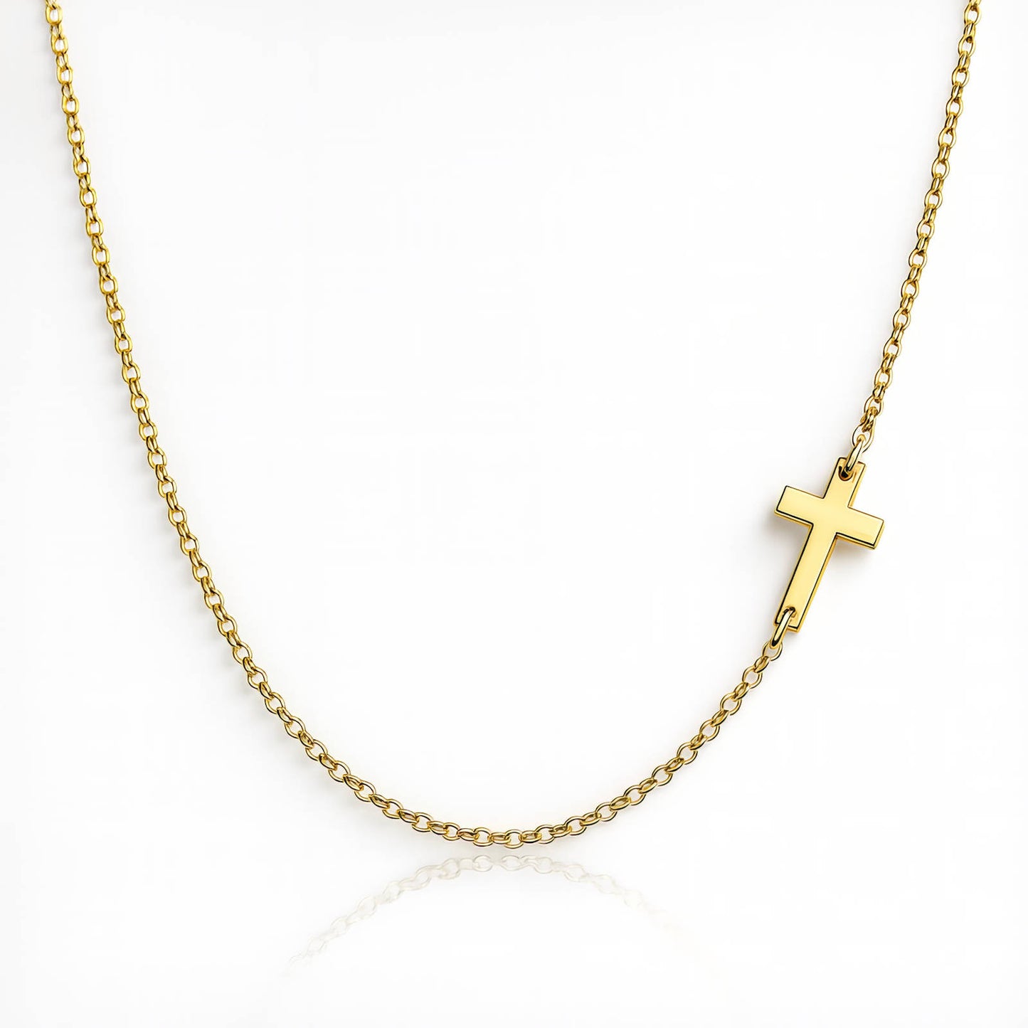 Crosses Necklace, 18K Gold Plated Steel