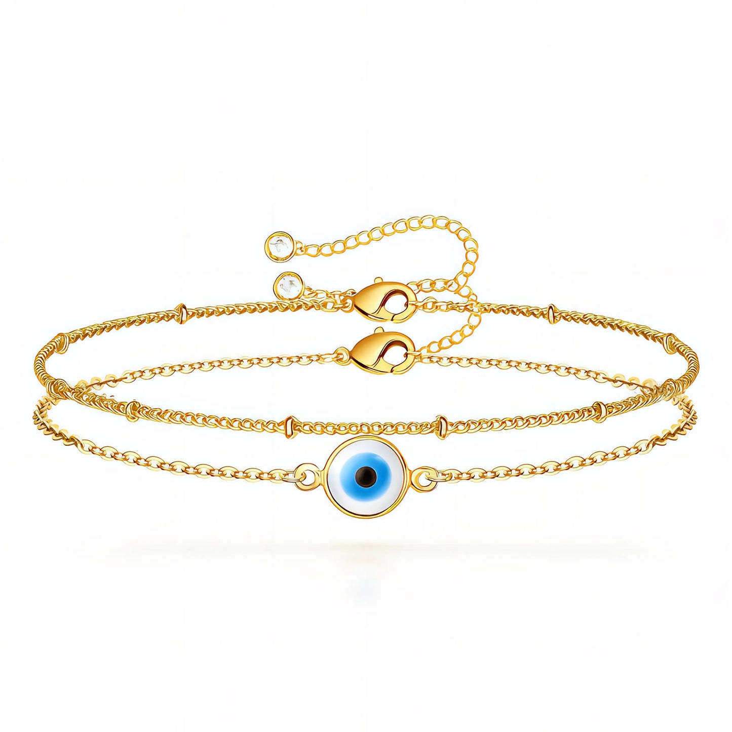Evil Eye Bracelet, 18K Gold Plated Steel