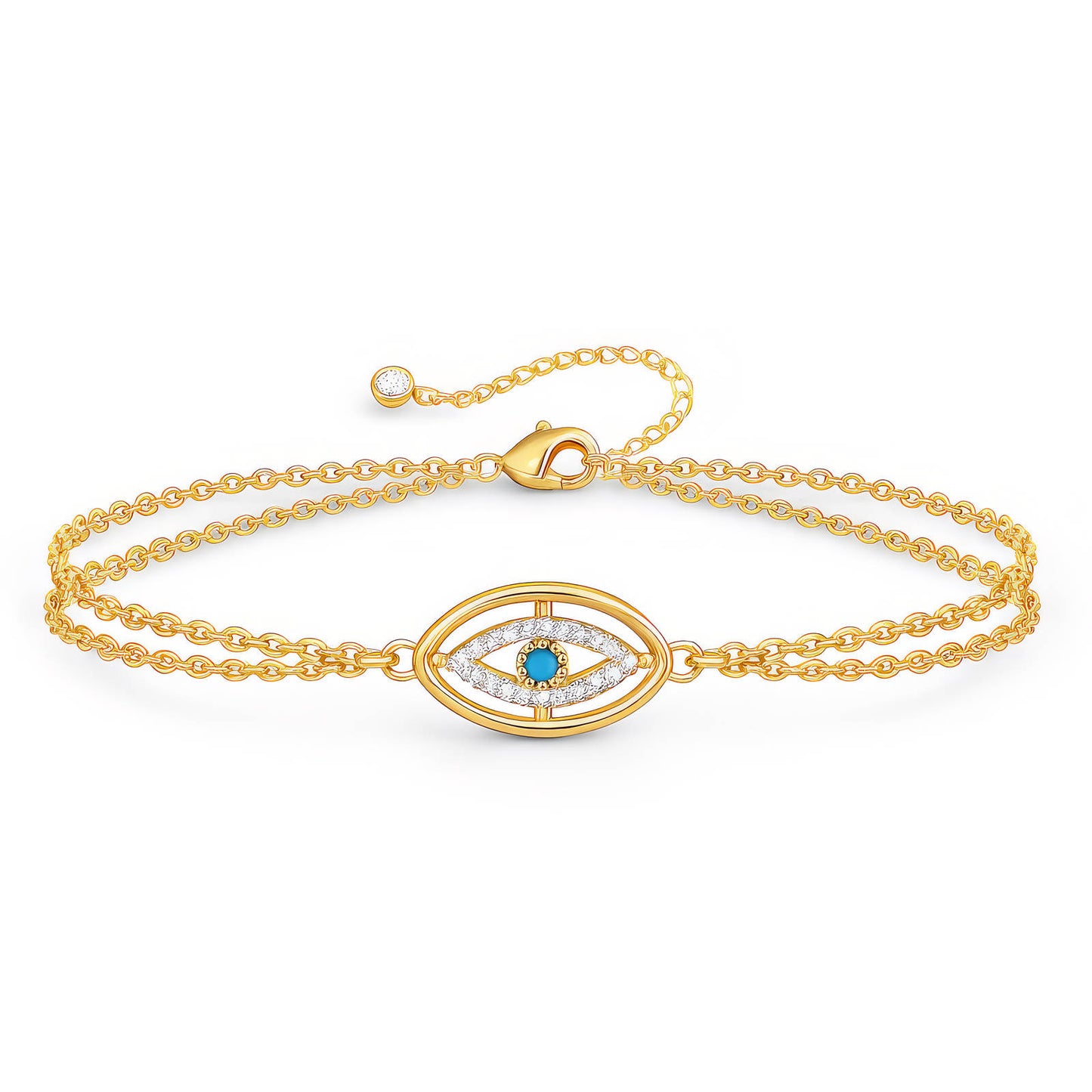 Evil Eye Bracelet, 18K Gold Plated Steel