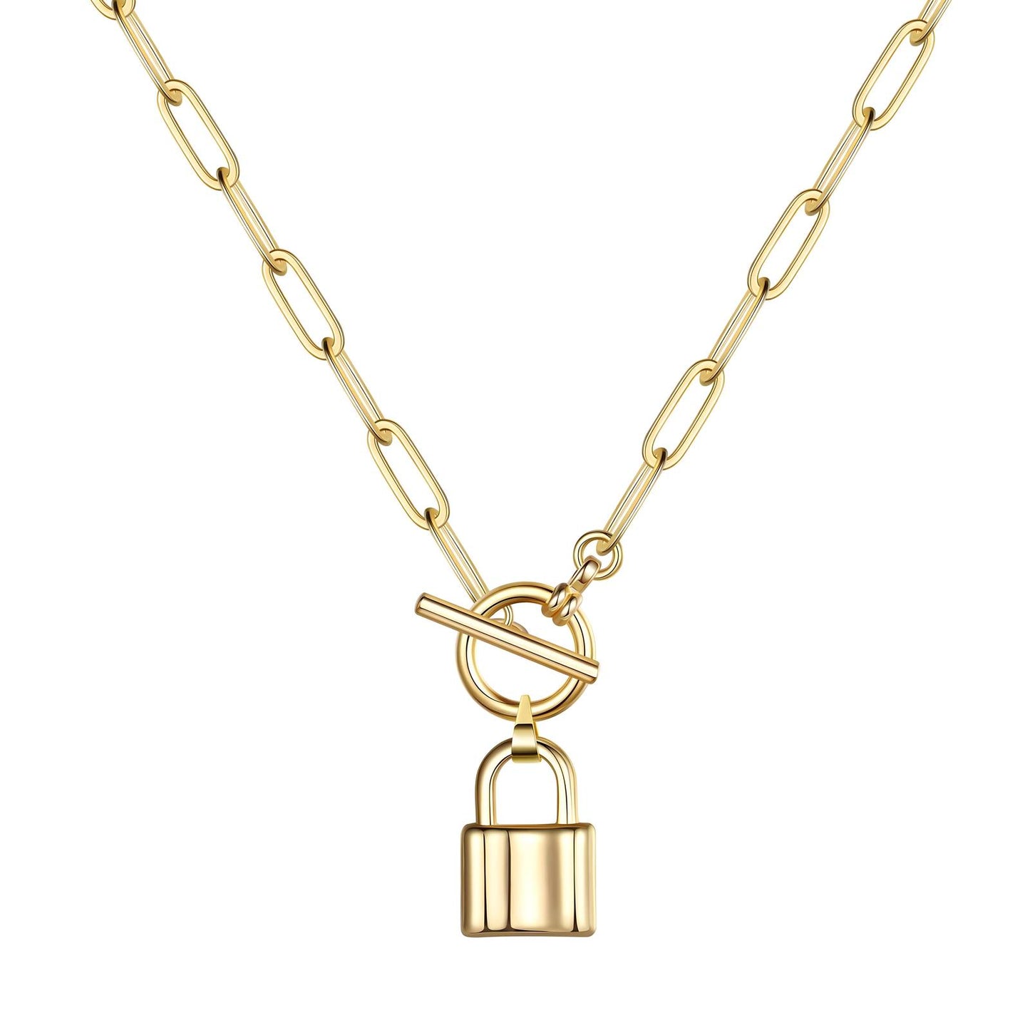 Lock Necklace, 18K Gold Plated Steel