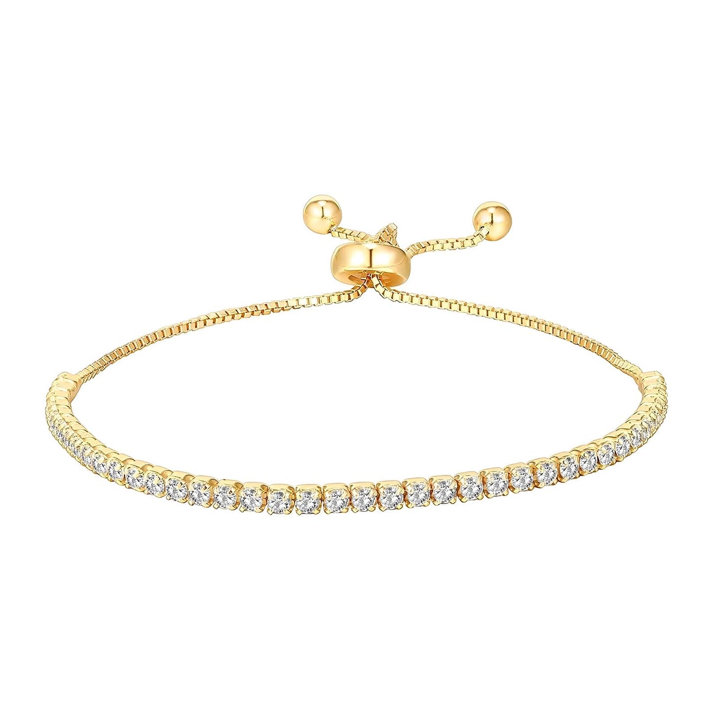 Tennis Bracelet, 18K Gold Plated Brass