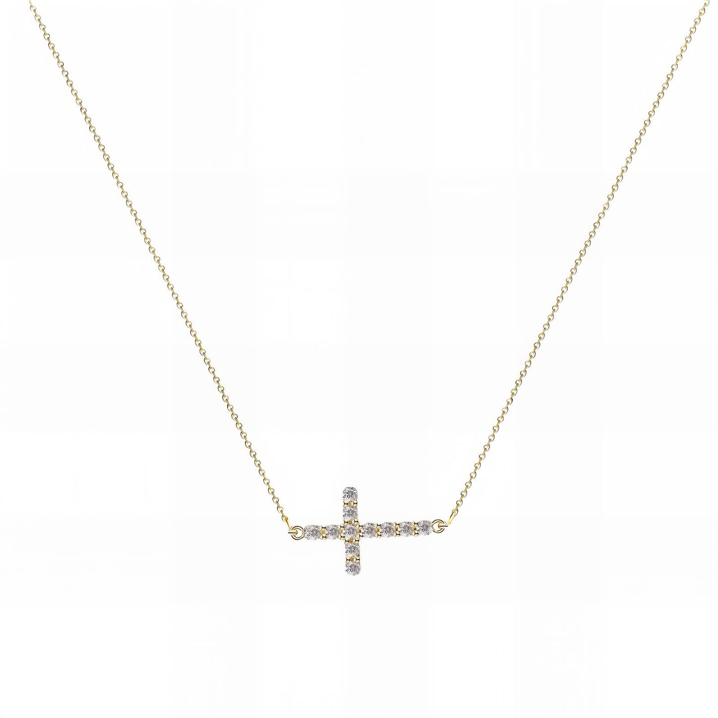 Crosses Necklace, 18K Gold Plated Steel