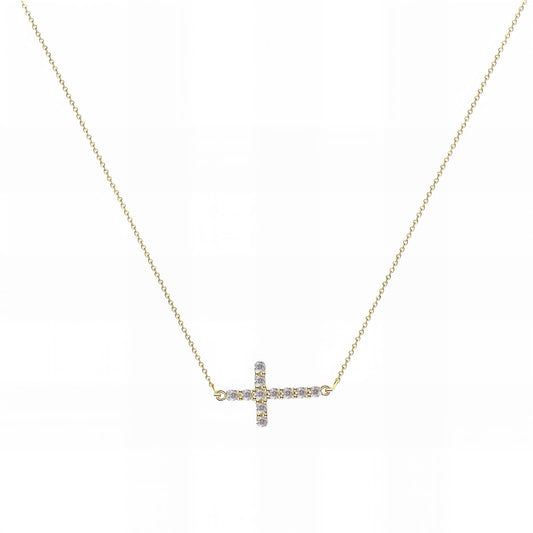 Crosses Necklace, 18K Gold Plated Steel