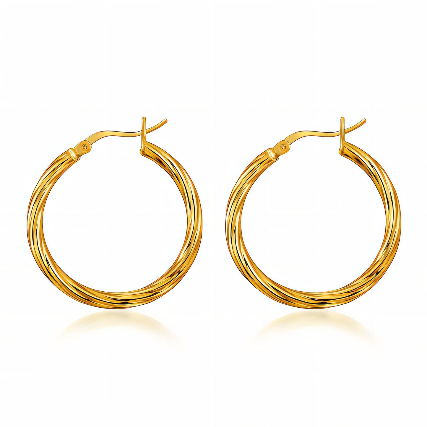 Earrings, 18K Gold Plated Steel