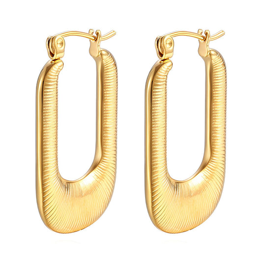 Earrings, 18K Gold Plated Steel