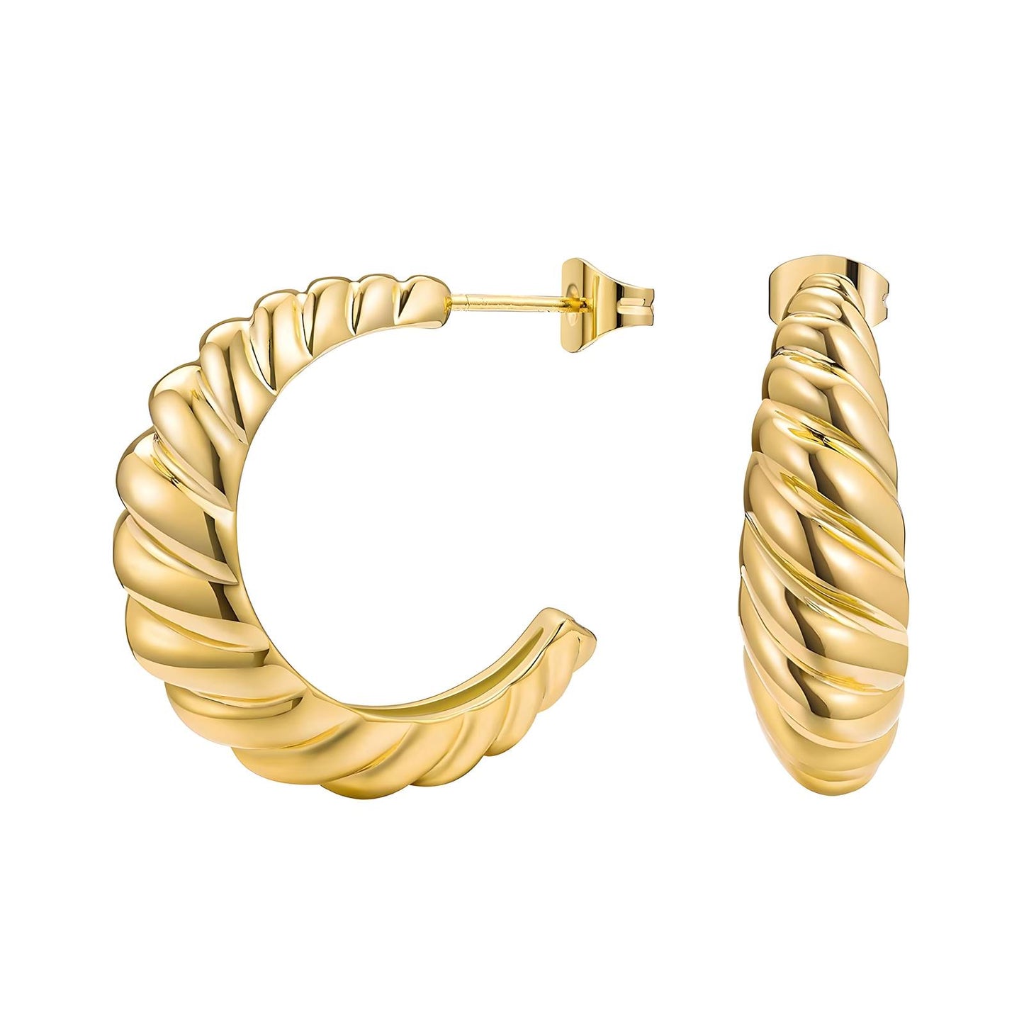 Earrings, 18K Gold Plated Steel