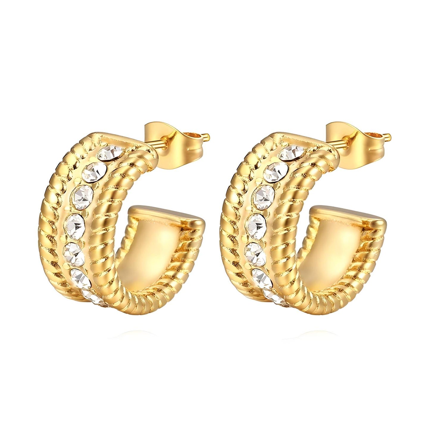 Earrings, 18K Gold Plated Steel