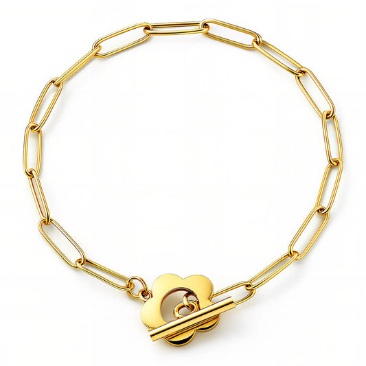 Flower Bracelet, 18K Gold Plated Steel