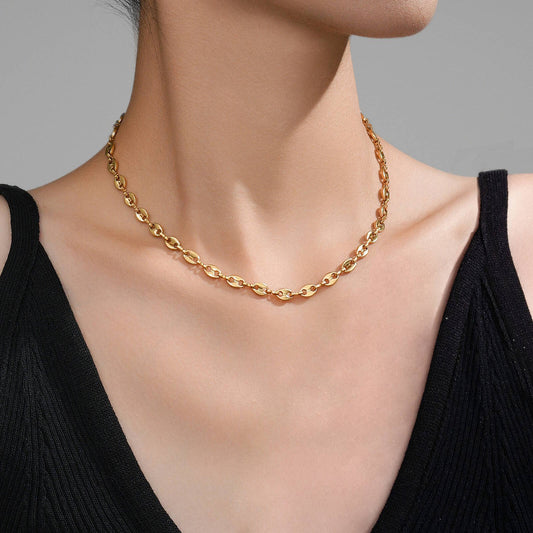 Necklace, 18K Gold Plated Steel