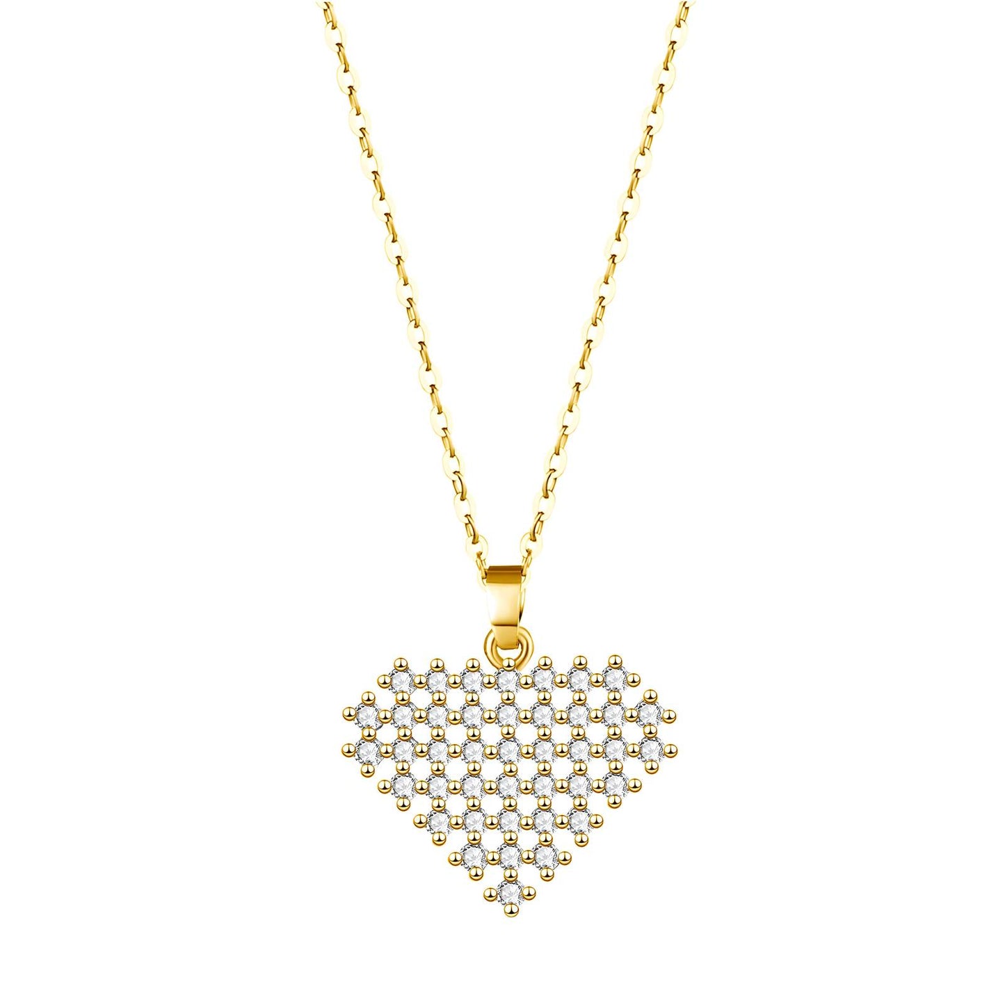 Heart Necklace, 18K Gold Plated Steel