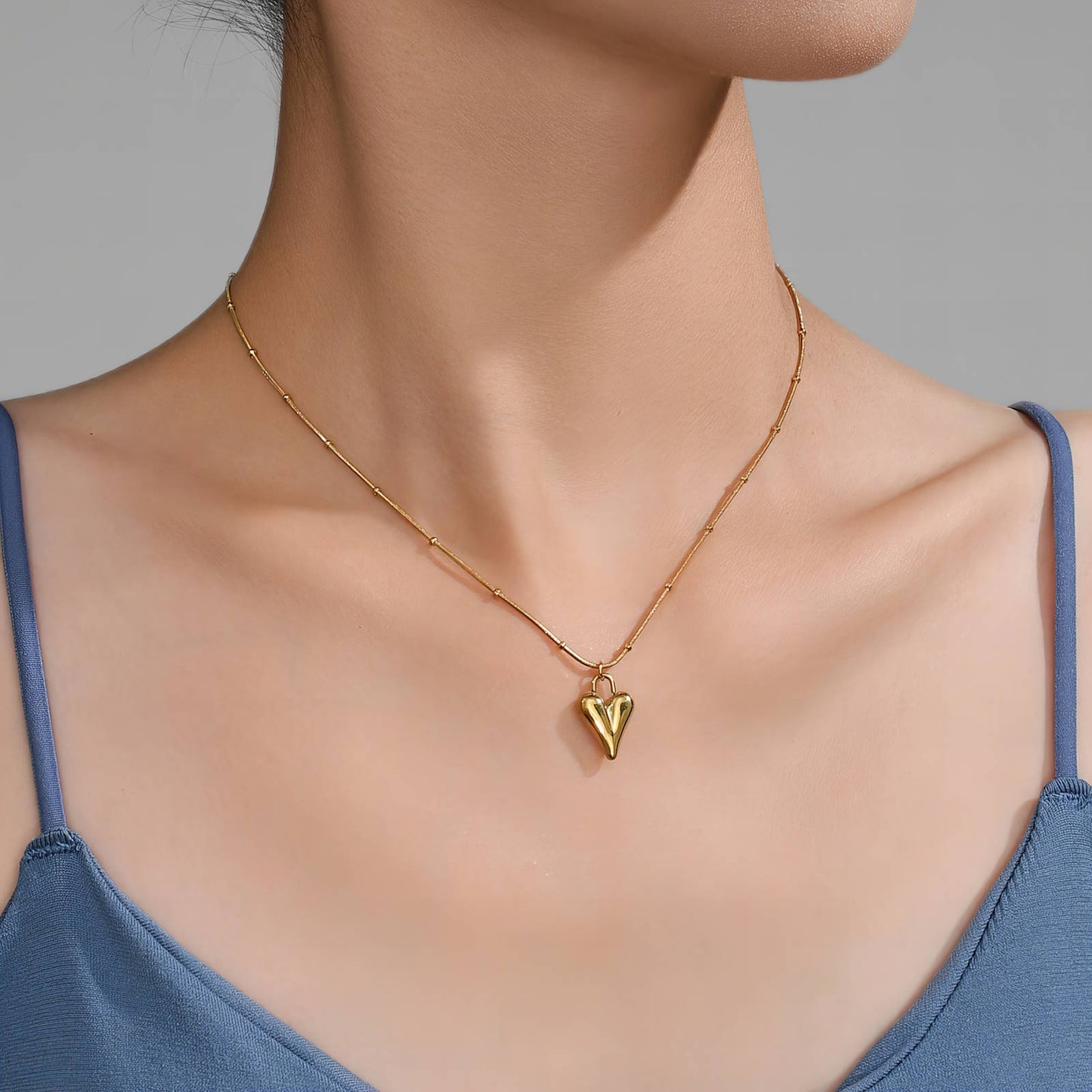 Hearts Necklace, 18K Gold Plated Steel