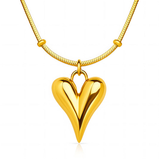 Hearts Necklace, 18K Gold Plated Steel