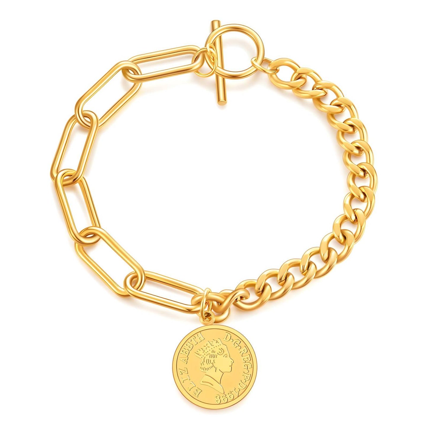 Bracelet, 18K Gold Plated Steel