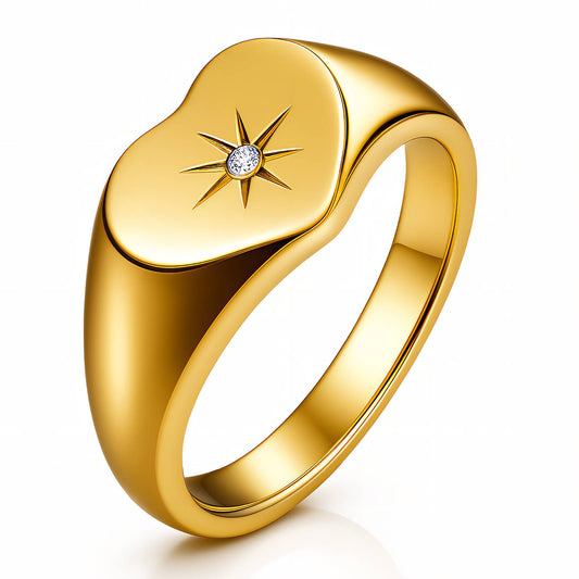 Heart Ring, 18K Gold Plated Steel
