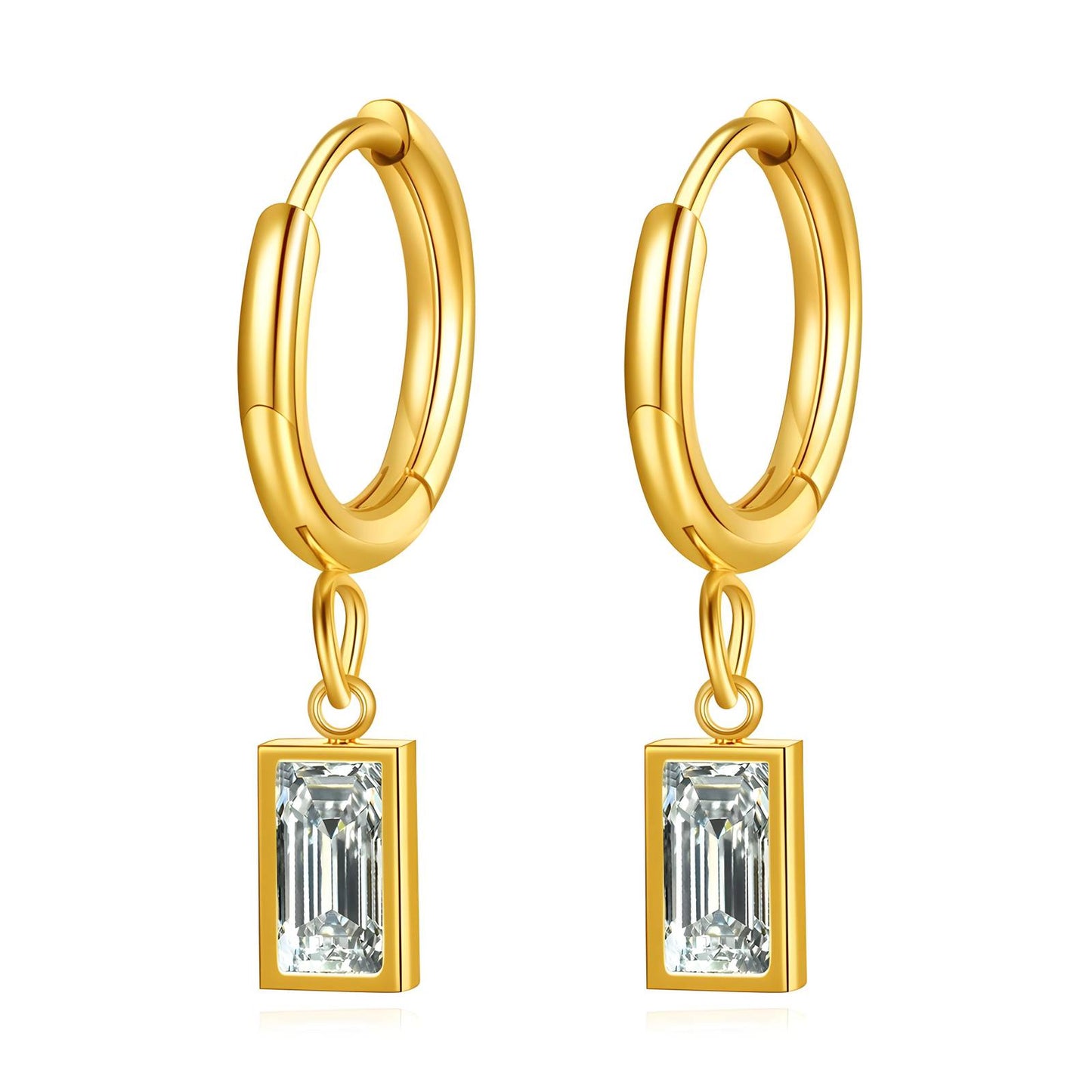 Earrings, 18K Gold Plated Steel