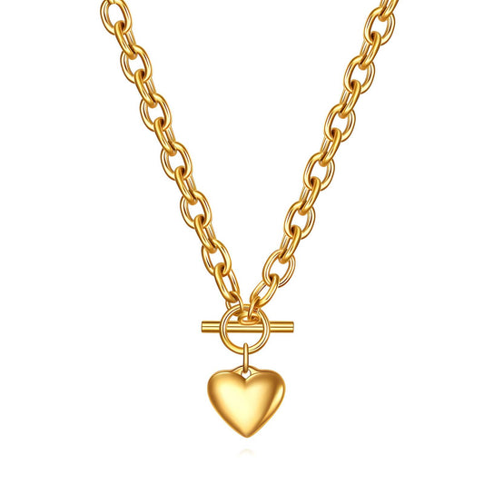 Heart Necklace, 18K Gold Plated Steel