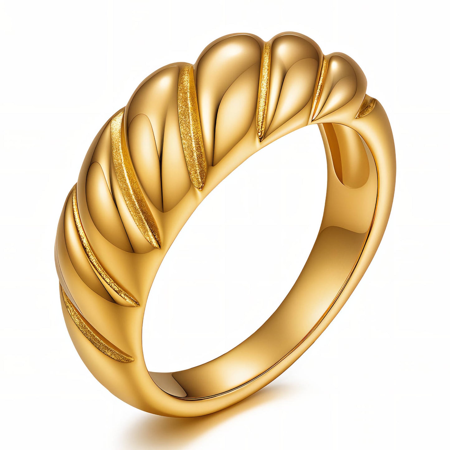 Croissant Ring, 18K Gold Plated Steel