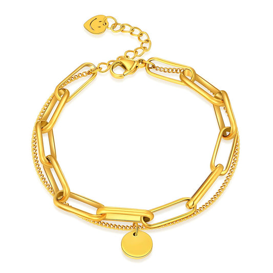 Bracelet, 18K Gold Plated Steel
