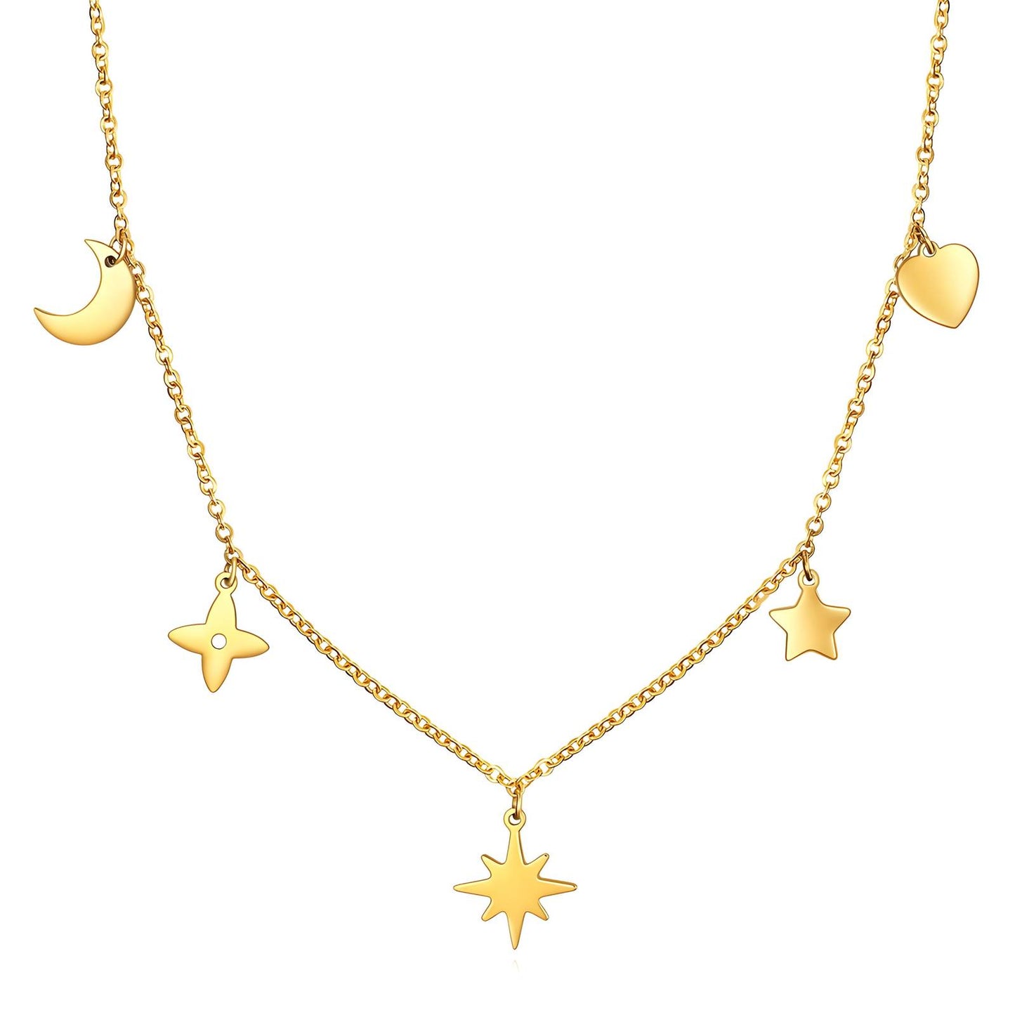 Star Necklace, 18K Gold Plated Steel